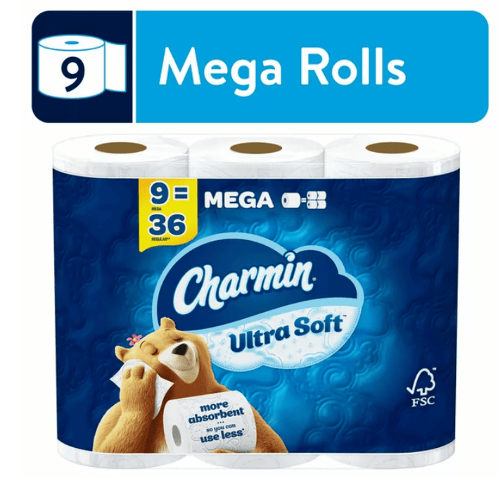 Charmin Ultra Soft Toilet Paper, 9 Mega Rolls