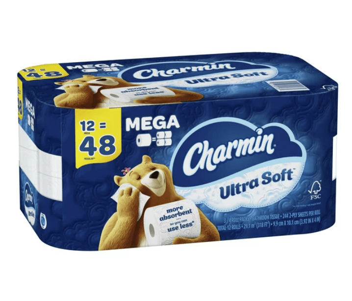 Charmin Ultra Soft Toilet Paper, 12 Mega Rolls