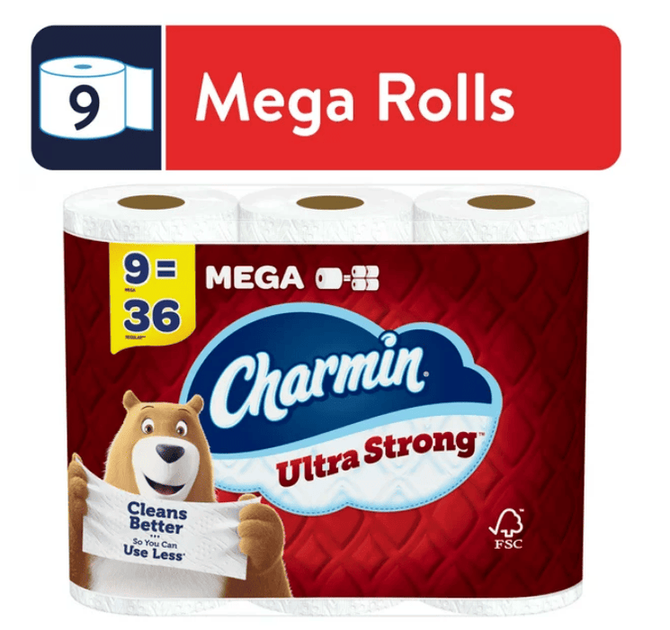 Charmin Ultra Strong Toilet Paper, 9 Mega Roll