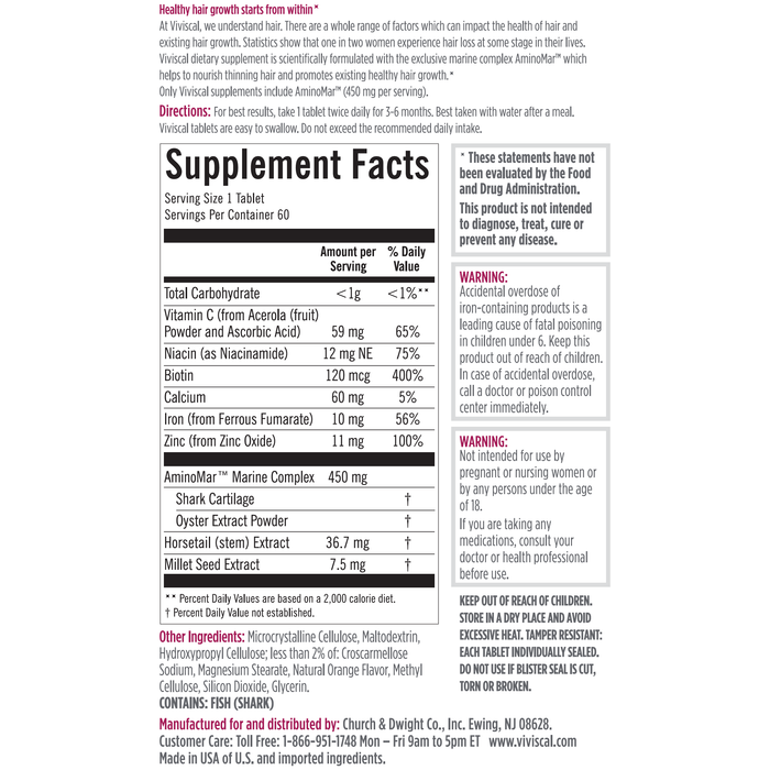 Viviscal Hair Growth Dietary Supplement, 60 Tablets