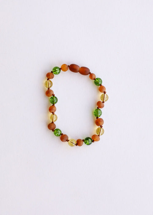 Raw Cognac Baltic Amber + Citrine + Peridot || Bracelet