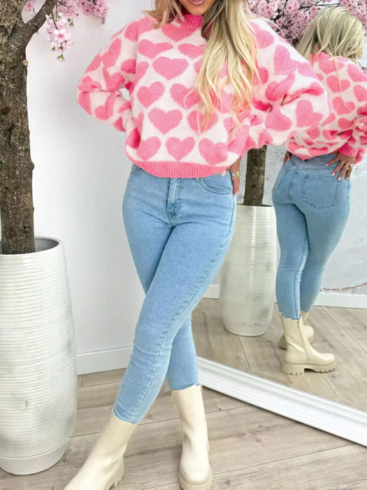 Valentine Heart Round Neck Sweater