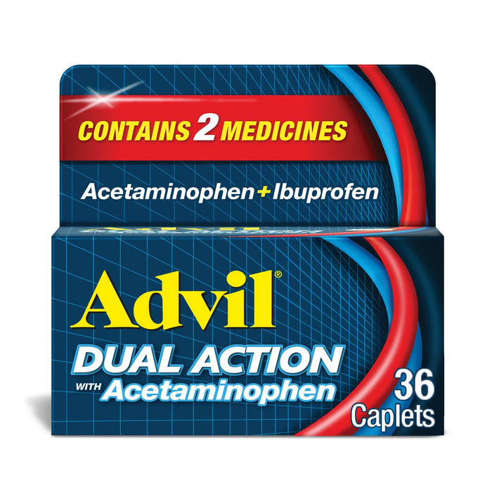 Advil Dual Action With Acetaminophen Ibuprofen Caplets; 200 mg; 36 Count