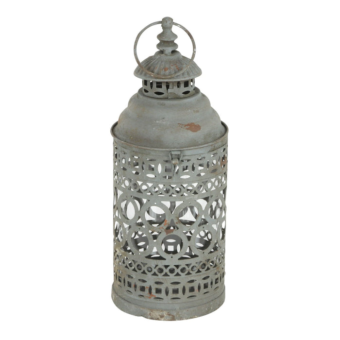 DecMode 2 Holder Black Metal Decorative Candle Lantern with Intricate Scroll Work, Set of 2