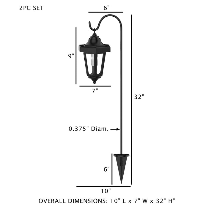 Solar LED Hanging Coach Lanterns ? Black - Set of 2 by Pure Garden