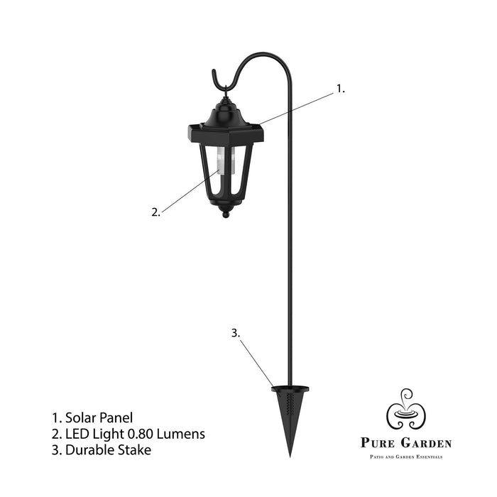 Solar LED Hanging Coach Lanterns ? Black - Set of 2 by Pure Garden