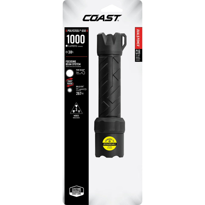 COAST Polysteel 650 Storm Proof 740 Lumen Alkaline Power LED Flashlight, 14.1 oz.