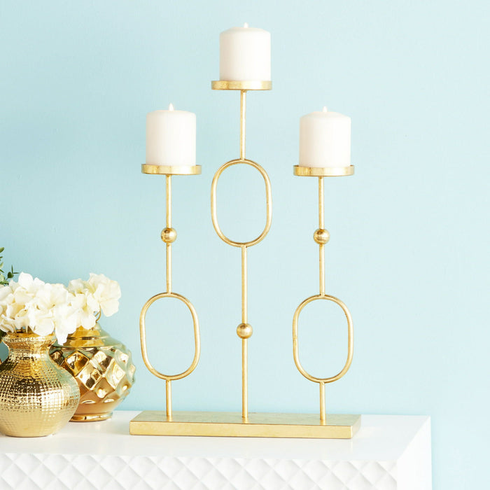 CosmoLiving by Cosmopolitan 3 Holder Gold Metal Candelabra