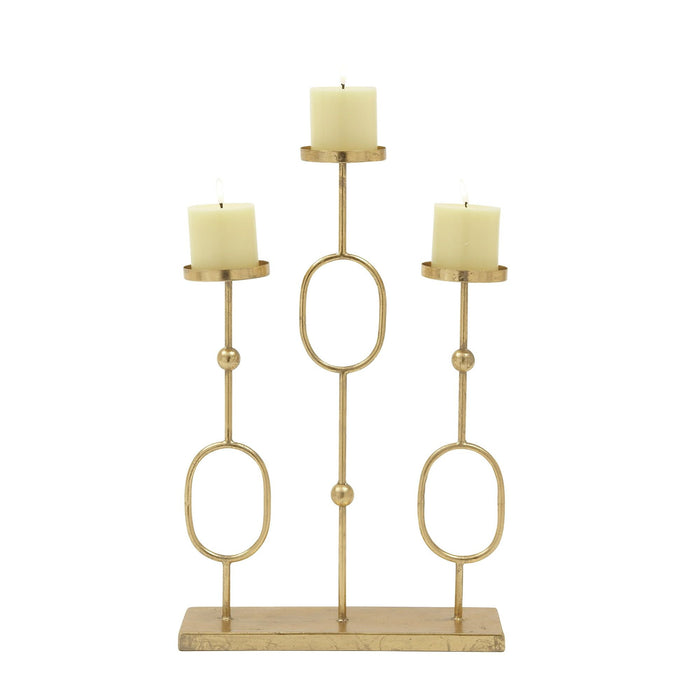 CosmoLiving by Cosmopolitan 3 Holder Gold Metal Candelabra