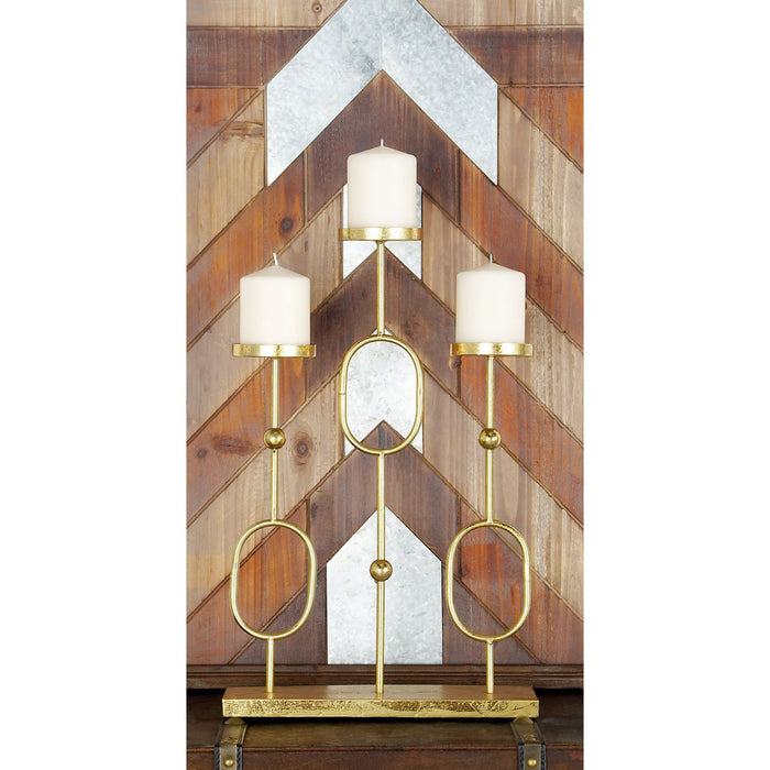 CosmoLiving by Cosmopolitan 3 Holder Gold Metal Candelabra