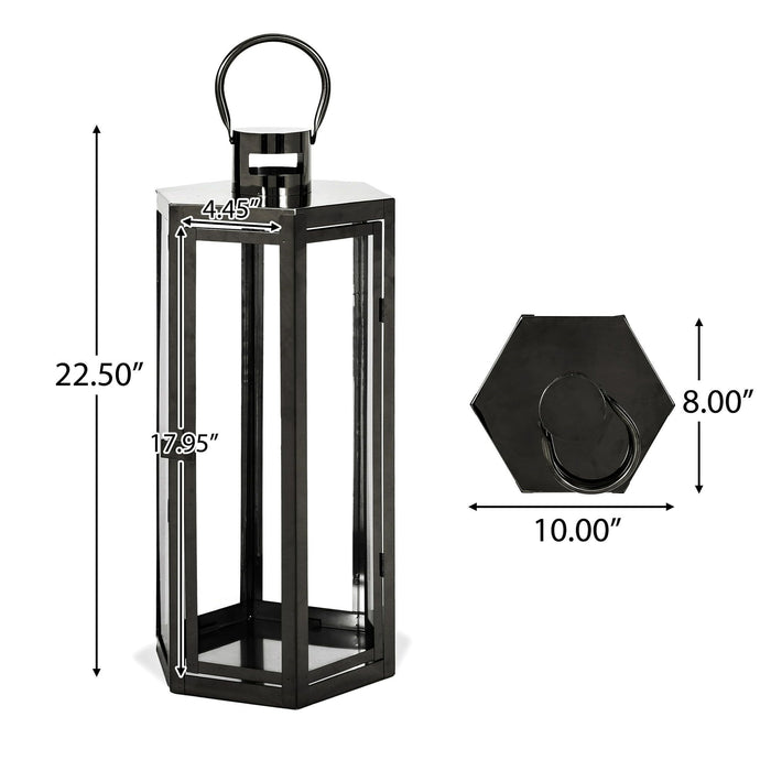 Brianna Stainless Steel Outdoor 23" Lantern, Black