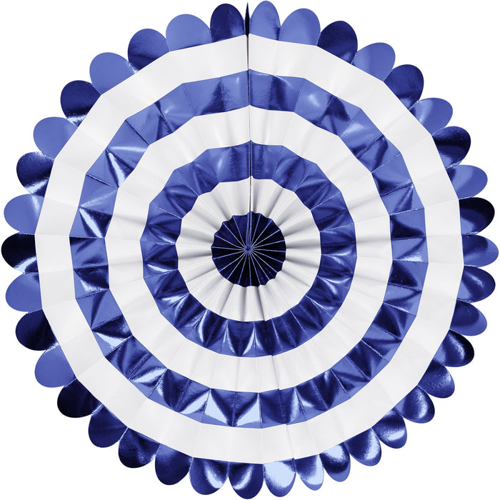 Way to Celebrate! Cobalt Blue Paper Fan Set for Party, 3 Ct., Blue, Paper