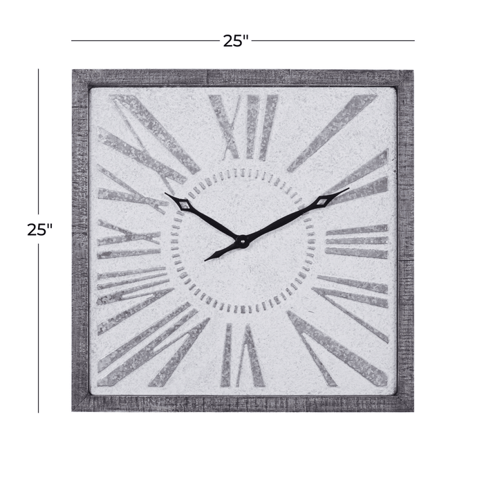 DecMode 25" Gray Metal Wall Clock