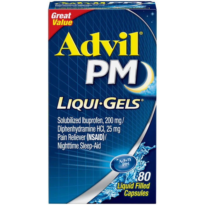 Advil PM Liqui-Gels Pain and Headache Reliever Ibuprofen Capsules; 80 Count