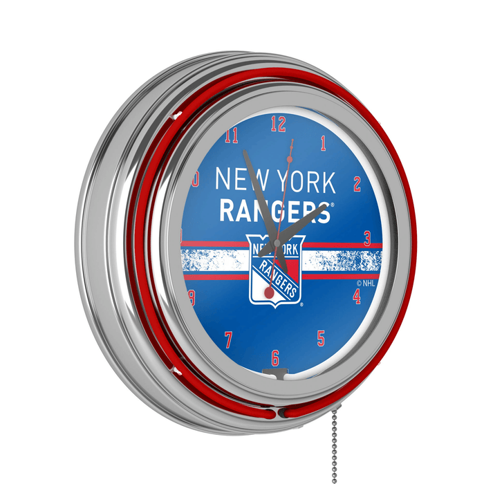 NHL Chrome Double Rung Neon Clock - New York Rangers???