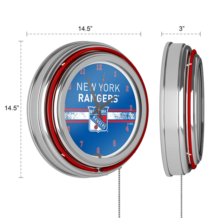 NHL Chrome Double Rung Neon Clock - New York Rangers???