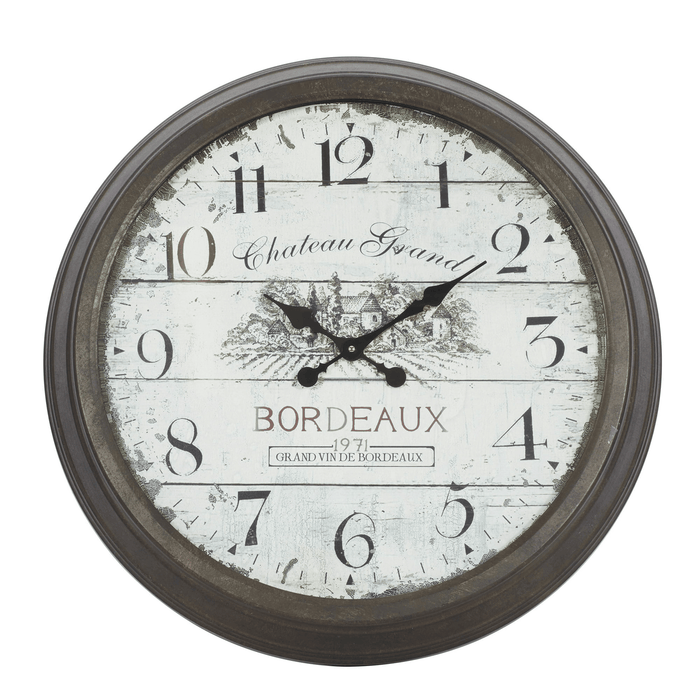 DecMode 28" Brown Metal Wall Clock with Bordeaux