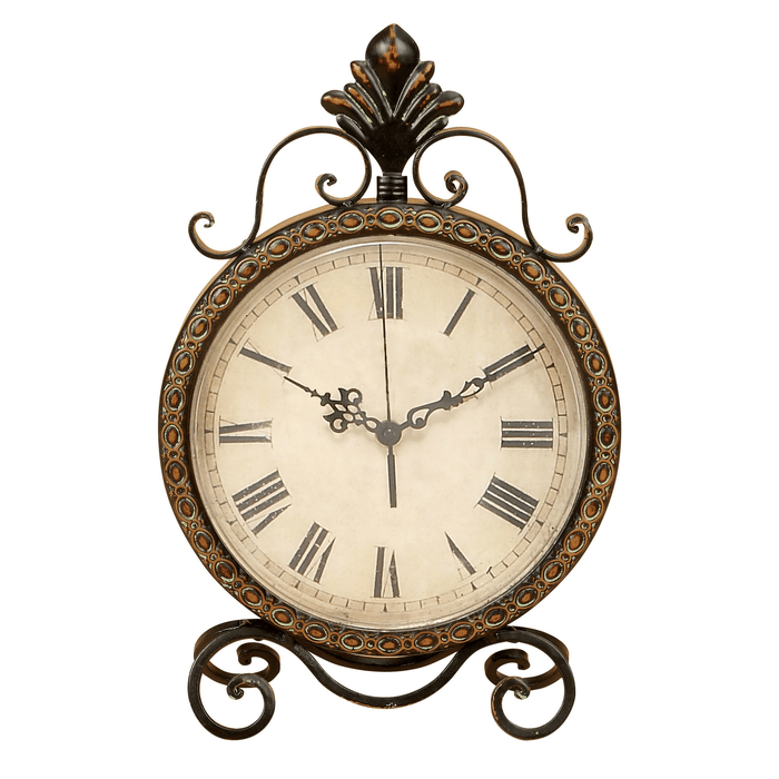 DecMode 17" Brown Metal Scroll Clock