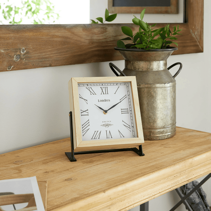 DecMode 9" Brown Wooden Clock