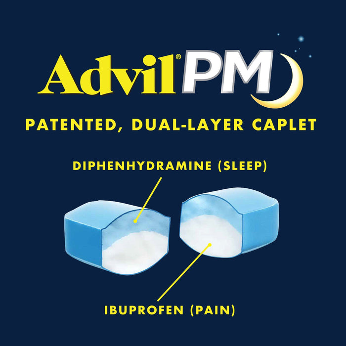 Advil PM Pain Reliever and Nighttime Sleep Aid; 8 Coated Caplets