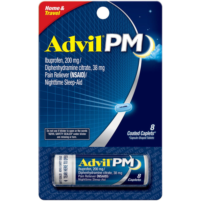 Advil PM Pain Reliever and Nighttime Sleep Aid; 8 Coated Caplets