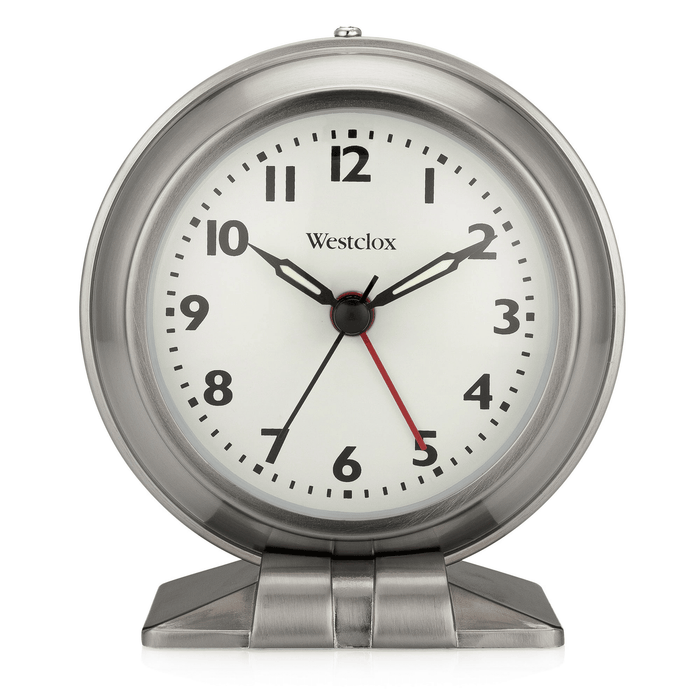 Westclox Silver Metal Analog Alarm Clock - Sleek and Elegant, with Precision Timekeepin