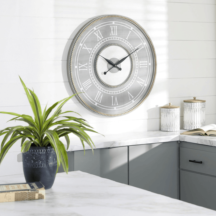 DecMode 30" Gray Wood Wall Clock