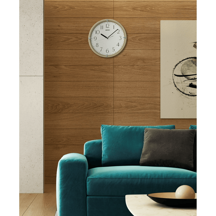 Seiko 12" Kuota Round Wall Clock, Golden Color Frame, Analog, Quartz, Battery Operated, Traditional QHA007GLH