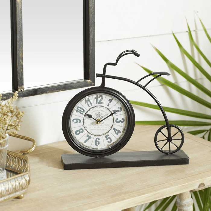 DecMode 12" Brown Metal Bike Clock