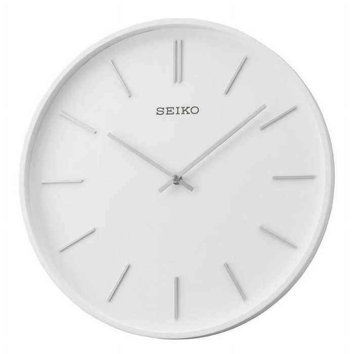 Seiko 13 " Wooden White Pax Wall Clock, White Round Ash, Analog, Quartz QXA765WLH