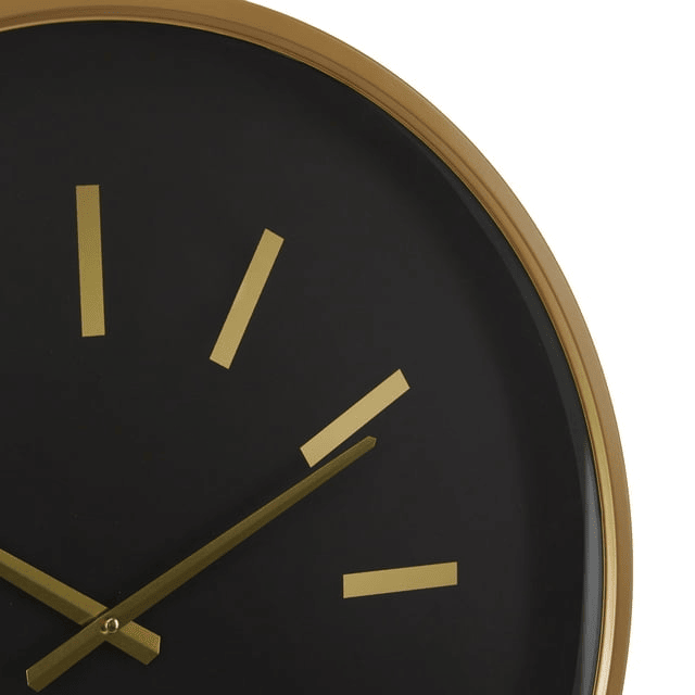 DecMode 24" Black Metal Wall Clock with Gold Accents