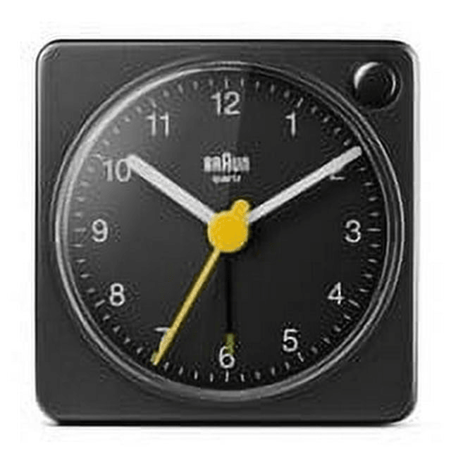 Braun BC02XB: Sleek Black Travel Alarm Clock with Snooze, Light, and Quiet Quartz Movement