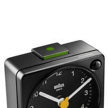 Braun BC02XB: Sleek Black Travel Alarm Clock with Snooze, Light, and Quiet Quartz Movement