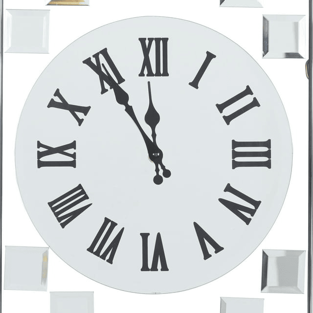 DecMode 13" x 42" Silver Glass Beveled Mirrored Wall Clock