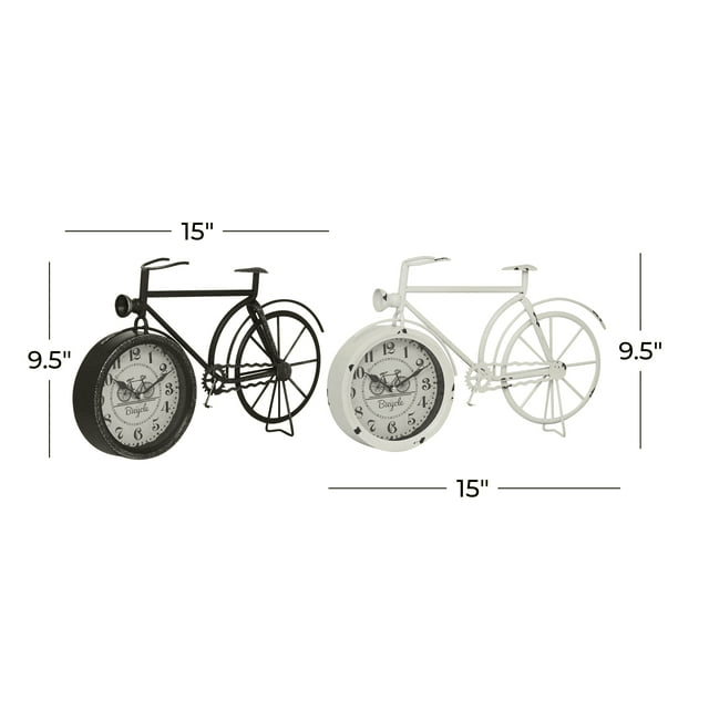 DecMode 9" Black Metal Bike Clock, Set of 2