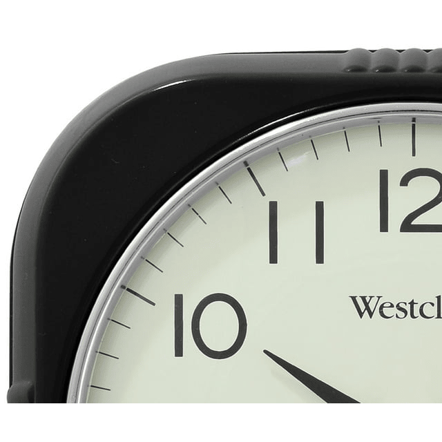 Westclox 1950's Retro Analog QA Wall Clock, 9.5 inches, Black Model 32042BK