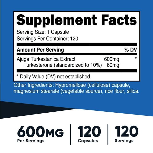 Nutricost Turkesterone Dietary Supplement 600mg, 120 Capsules, Vegetarian, Non-GMO & Gluten Free