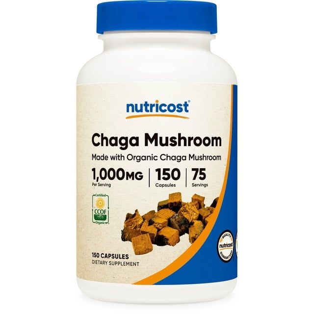 Nutricost Chaga Mushroom Capsules 1000mg, 75 Servings, 150 Capsules- Supplement