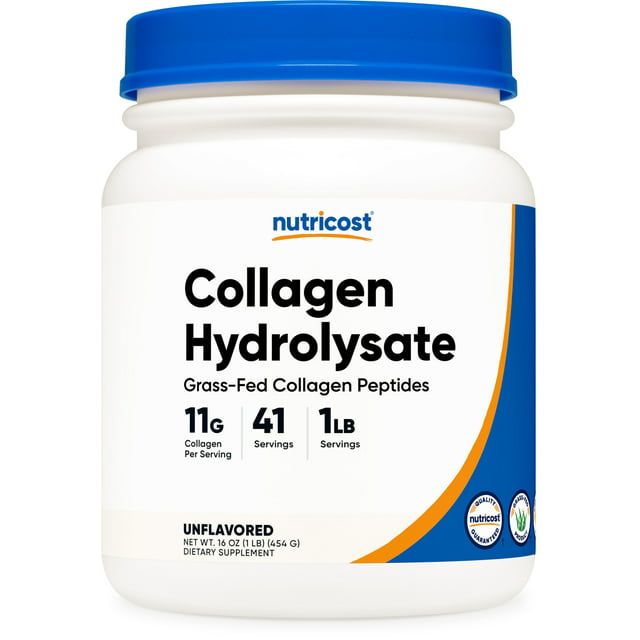 Nutricost Collagen Hydrolysate (Bovine) Powder - Grass Fed, 1LB, Supplement