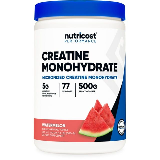 Nutricost Creatine Monohydrate Powder (Watermelon, 500 Gram) - Micronized Creatine Supplement - Vegan, Non-GMO, Gluten