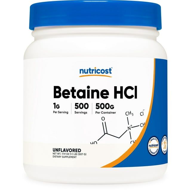 Nutricost Betaine HCL Powder 500 Grams - Gluten Free & Non-GMO Supplement