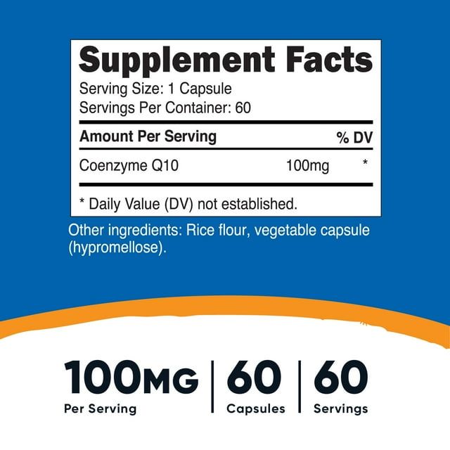 Nutricost CoQ10 100mg, 60 Vegetarian Capsules - Non-GMO, Gluten Free Supplement