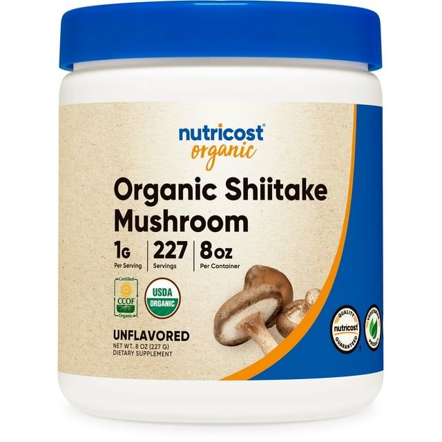 Nutricost Organic Shiitake Mushroom Powder 8oz - 100% Organic Certified Supplement