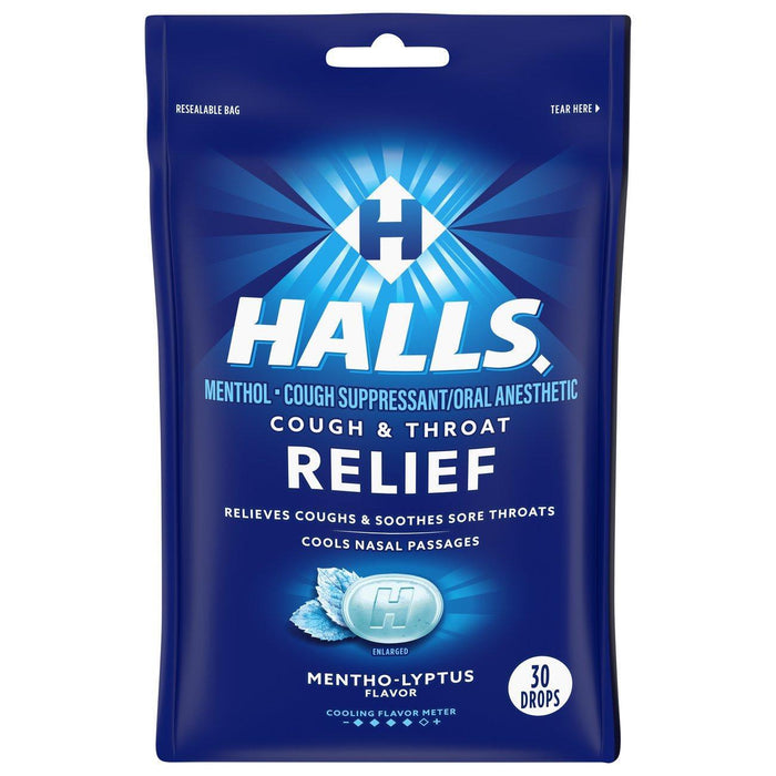 Halls Relief, Menthol, Cough Suppressant/Oral Anesthetic, Mentho-Lyptus Flavor, 30 Drops