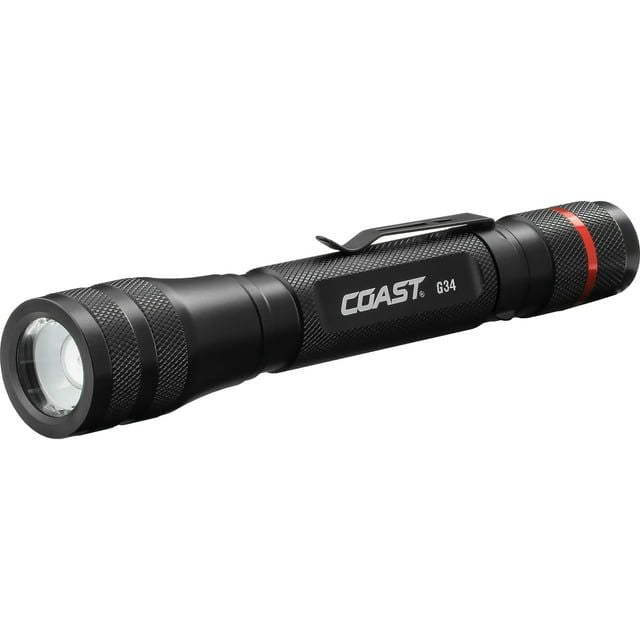 COAST G34 370 Lumen Twist Focusing Handheld LED Flashlight, 2 x AA Batteries Included, 5.6 oz.