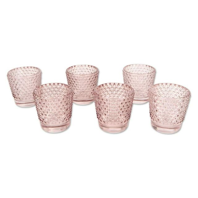 DIY Wedding Koyal Wholesale Hobnail Glass Candle Holder, 2.5 x 2.4-Inch, Set of 6 (Blush Pink)