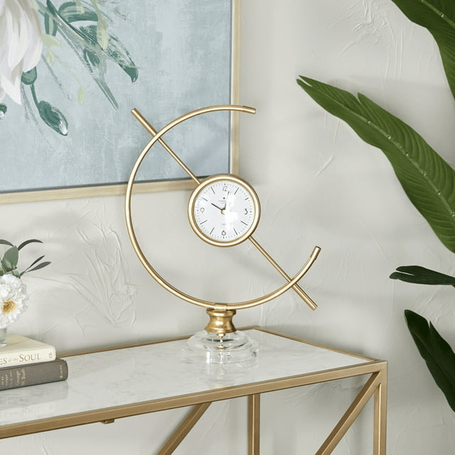 The Novogratz 16" Gold Metal Clock with Acrylic Base