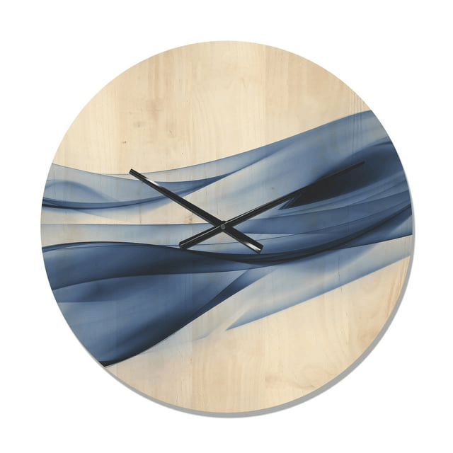 Designart 'Glittering Fractal Light Blue' Modern Wood Wall Clock(Size 23" x 23")