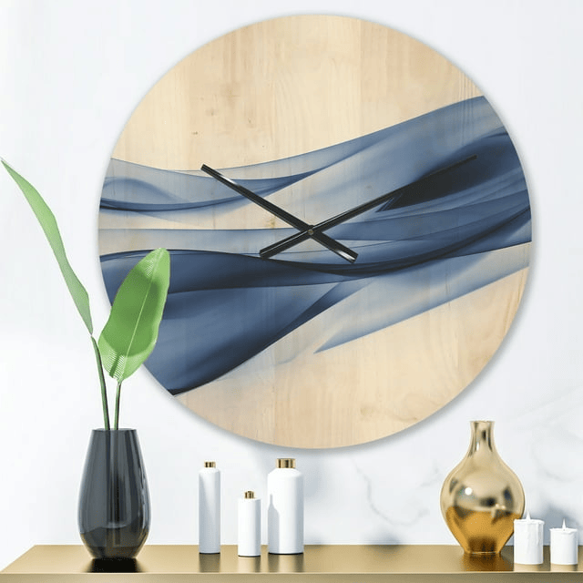 Designart 'Glittering Fractal Light Blue' Modern Wood Wall Clock(Size 23" x 23")