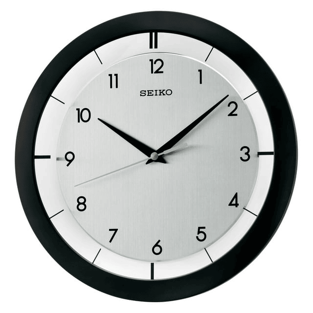 Seiko 11" St. James Brushed Metal Wall Clock, Modern, Analog, Quartz QXA520KLH